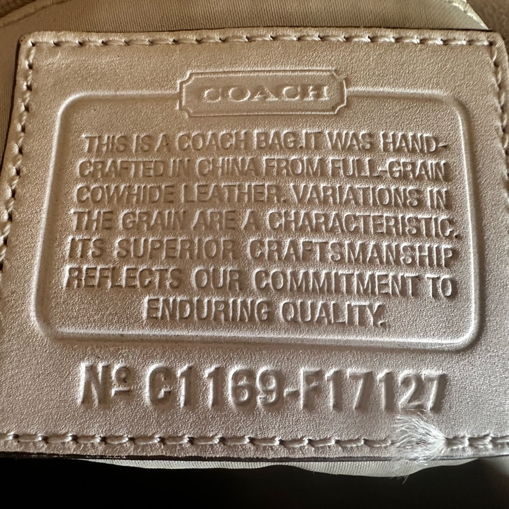 Coach Cream Leather Tote with Orange and Red Circular Patchwork - Picture 6 of 8